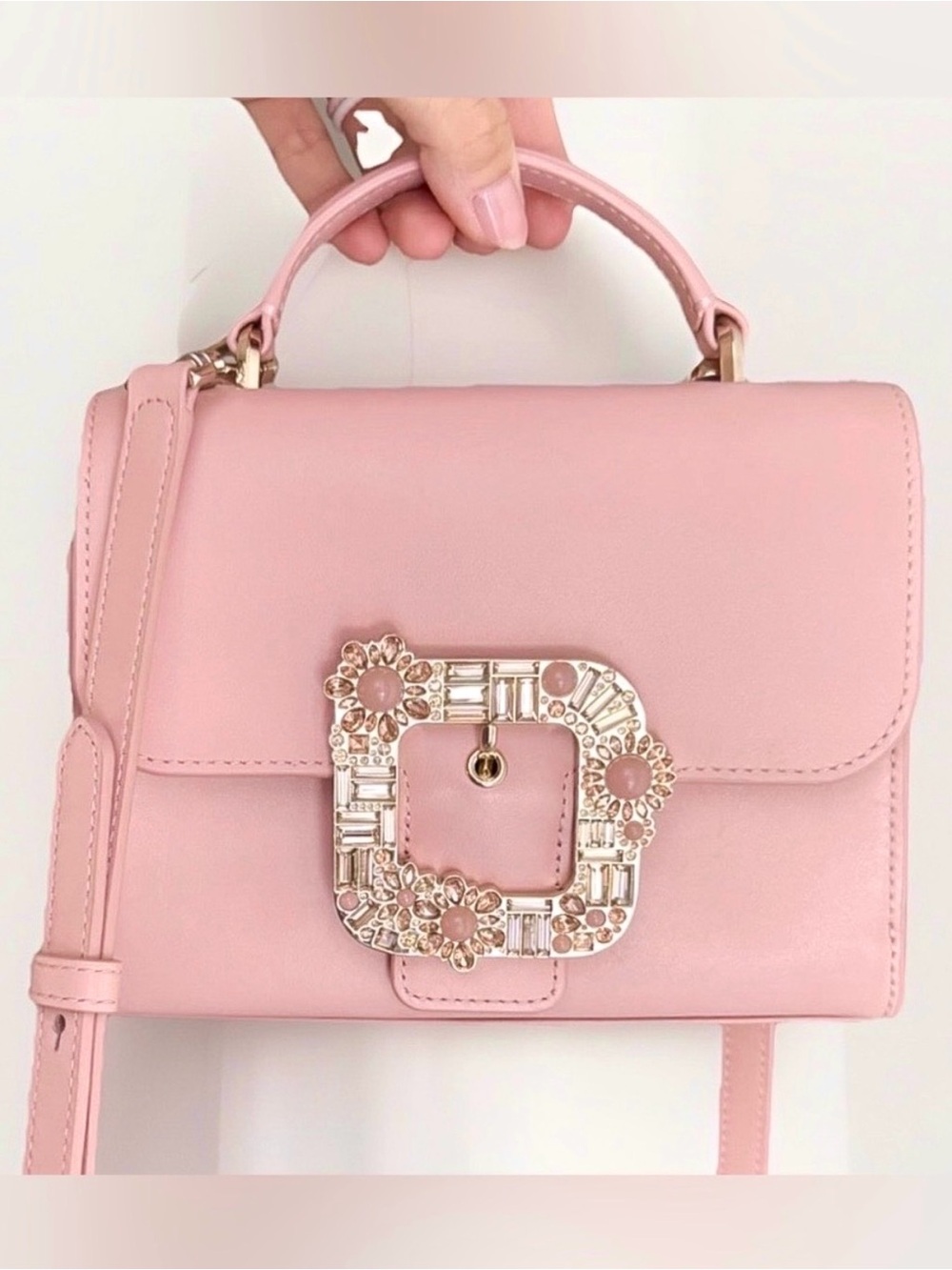 Kate Spade Lovitt Buckled Small Top Handle Crossbody Pink MSRP $398